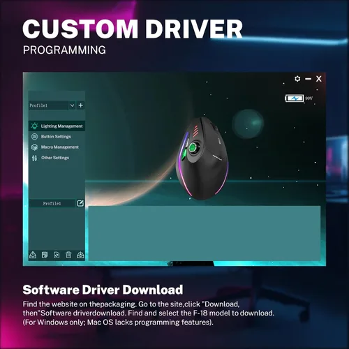 Vista 8 de Ratón Gaming con 5 D Rocker, Ratón Vertical Inalámbrico con [24000 DPI] [12 Botones Programables], Ratón de Ordenador para Negro