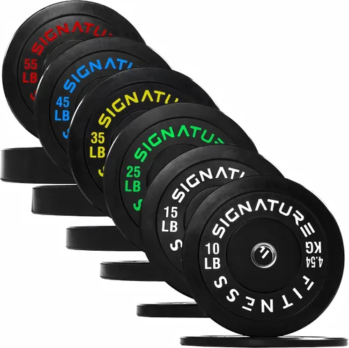 Vista 21 de Juego de placas olímpicas de amortiguación Fitvids, placas de peso de 2" para entrenamiento de fuerza y levantamiento de pesas, París o juego
