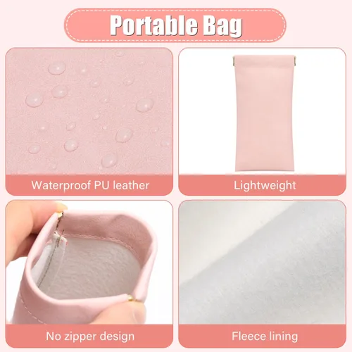 Vista 3 de Sightor Funda para lentes de sol, 2 piezas de fundas suaves para gafas para mujer, portátil, de cuero, con parte superior apretada