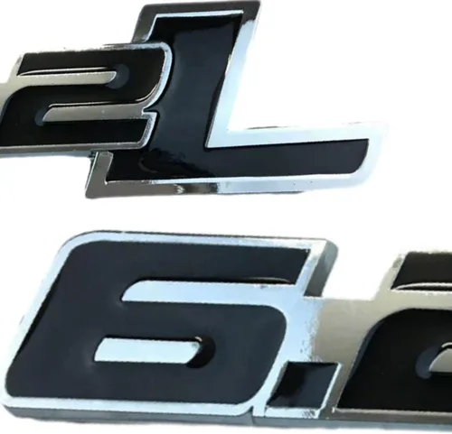 Vista 4 de 2 emblemas de 6.2L con logotipo 3D para el capó, compatible con Silverado 1500 2500HD (negro brillante)