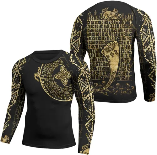 Vista 12 de Camiseta de compresión Viking de manga larga para capa base, ajuste de rendimiento, MMA BJJ, tela elástica Color 1