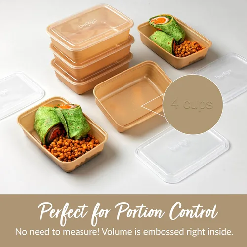 Vista 6 de Bentgo Prep - 20 piezas de contenedores reutilizables para preparación de comidas con 1 compartimento y tapas, materiales libres de PFAS y BPA