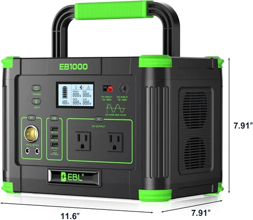 Vista 8 de EBL Estación de energía portátil de 1000 W, generador solar de 999 Wh, batería de reserva de carga rápida con carga inalámbrica de 10 W y múltiples