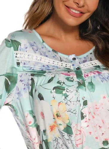 Vista 6 de YOZLY Camisones para mujer de algodón suave de manga larga con bolsillos