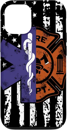 Vista 28 de EMT Firefighter Fire Rescue EMT - Funda de regalo con bandera americana para iPhone 17