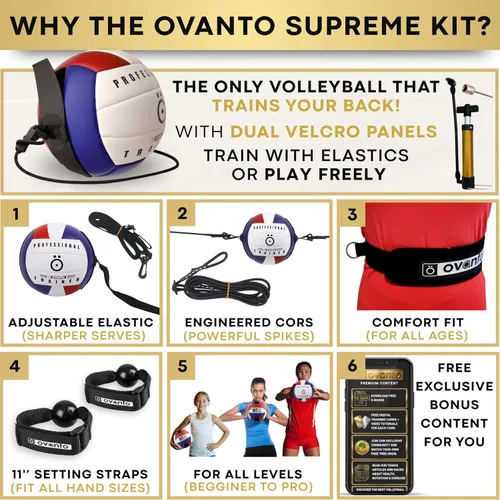 Vista 4 de OVANTO Volleyball Training Equipment Aid – Adjustable Practice Volleyball Kit