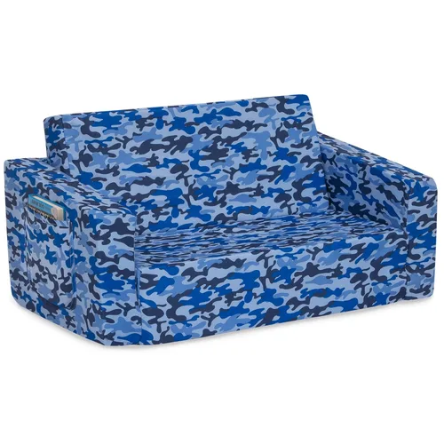 Vista 10 de Delta Children Cozee - Sofá 2 en 1 extra ancho convertible a tumbona, cómodo sofá abatible para niños, camuflaje azul