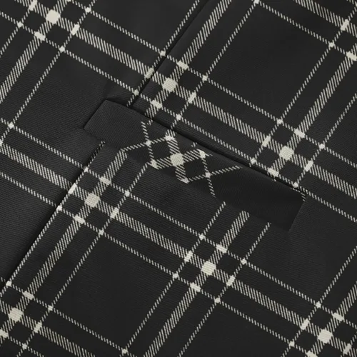 Vista 6 de YFFUSHI Chalecos de traje para hombre, a cuadros, ajustados, para vacaciones, bailes, bodas Negro