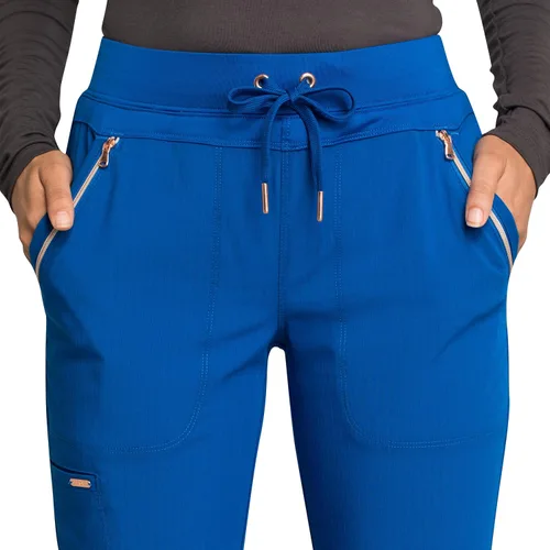Vista 4 de CHEROKEE Statement - Pantalones descartables de tiro medio, pierna recta, con cordón para ajustar.