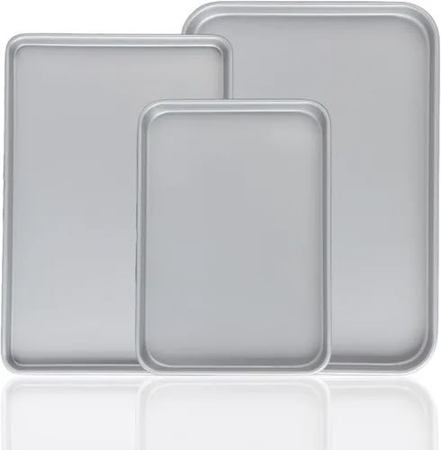 Vista 9 de PACK DE 2 fuentes para horno tostador de Shinsin, bandejas antiadherentes de 9X11, juego de bandejas para galletas 57% más gruesas, aptas