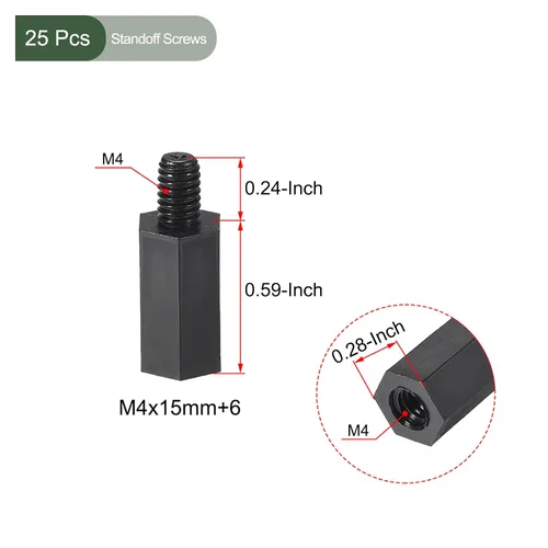 Vista 2 de YOKIVE 25 tornillos de separación M4, separadores hexagonales de nailon para PCB con alto efecto de aislamiento, mantiene la altura consistente