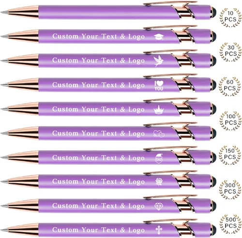 Vista 18 de Bolígrafos personalizados a granel, bolígrafos personalizados con nombre/logotipo en ambos lados, regalo de tinta negra, bolígrafo grabado con lápiz