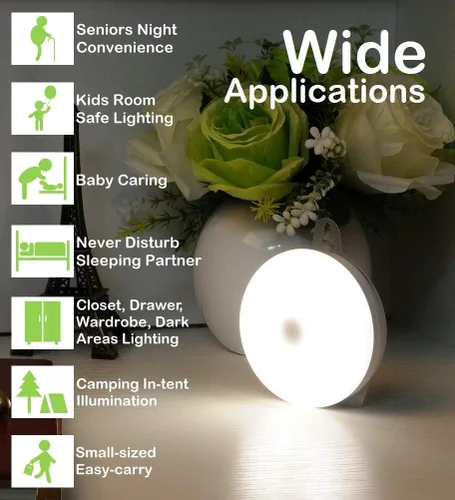 Vista 4 de RTSU Luz táctil recargable, DIY Stick Anywhere Led Night Light Touch Lamp Touch Light