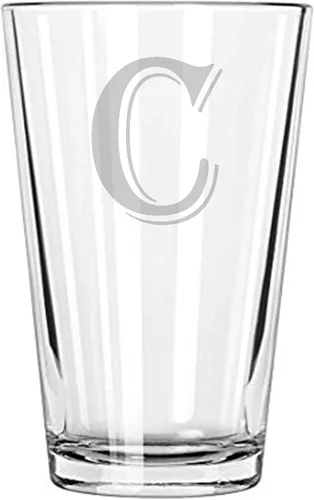 Vista 2 de Vaso de cerveza 16 oz pinta Monograma (B)