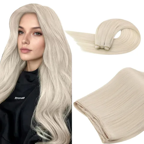 Vista 37 de Ugeat Extensiones de cabello humano de trama de mariposa, color negro, 16