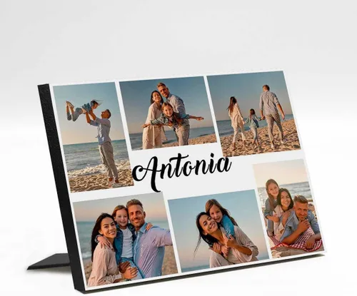 Vista 8 de InterestPrint Panel de fotos personalizado para papá y nombre para exhibición de mesa, Papá te amamos más que todas las estrellas en el cielo, marco