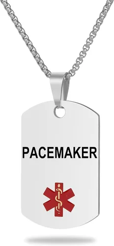 Vista 42 de Collar de alerta médica, etiqueta grabada con láser, grabado personalizado, etiqueta de identificación de acero inoxidable, colgante para hombres