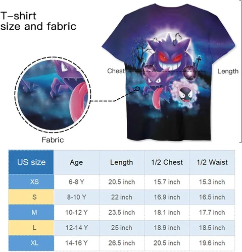 Vista 3 de Camiseta de manga corta con cuello redondo para niños y niñas, lindas camisetas gráficas 3D para niños y jóvenes de 6 a 16 años