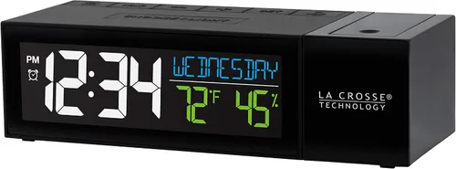 Vista 2 de La Crosse Technology 616-1950-INT Reloj despertador con proyector emergente de barra y puerto de carga USB