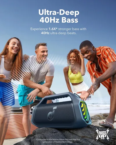 Vista 2 de Soundcore Boom 2 Plus Portable Bluetooth Speaker by Anker, 140W, IPX7 Azul