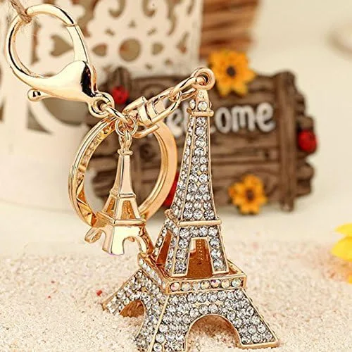 Vista 2 de Yosoo llavero de cristal con estrás, de búho, regalo con dije colgante para bolsa, Eiffel Tower