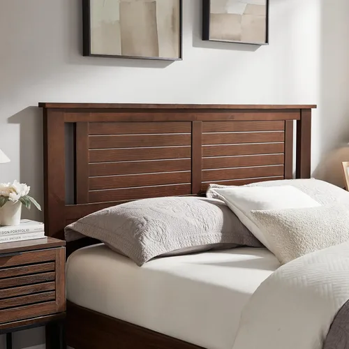 Vista 16 de ComfIQ Serene - Cabecero de panel de madera maciza con puntuación horizontal, tamaño individual, negro, fácil montaje, materiales de calidad