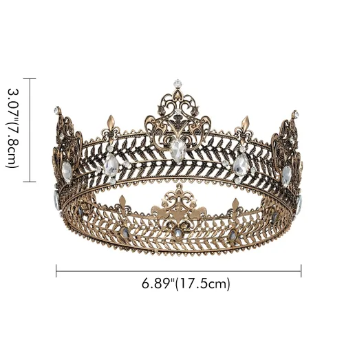 Vista 7 de SWEETV Corona medieval de rey para hombresmujeres (unisex), tocado tiara príncipe, tocado de boda, cumpleaños, Halloween, fiesta de graduación