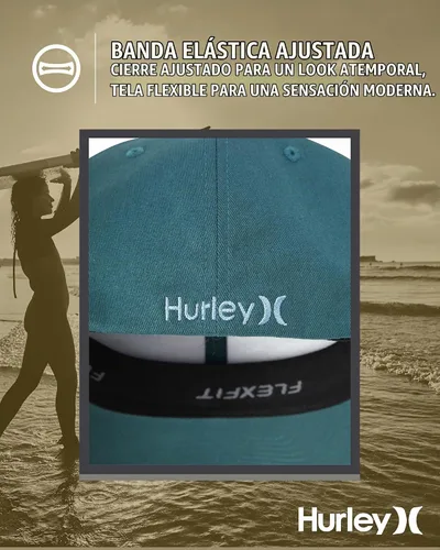 Vista 5 de Hurley Sombrero para hombre - Gorra ajustada elástica de visera curvada Aurora verde