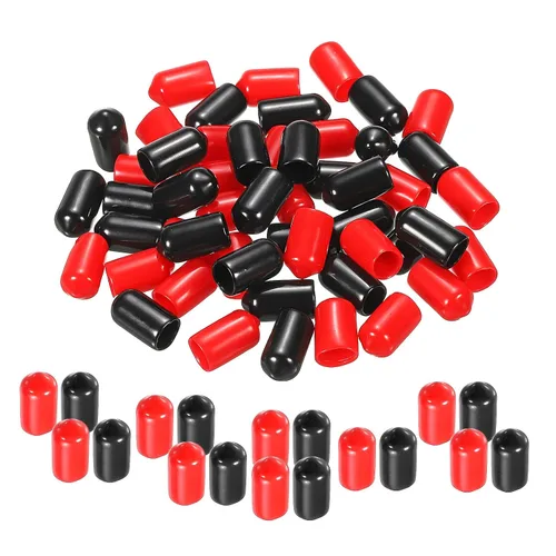 Vista 20 de MECCANIXITY 50 unids tapas de goma Surtido de 0.079 in PVC vinilo tornillo rosca protector para tornillo tornillo negro rojo