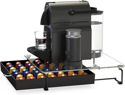 Vista 6 de Deco Brothers Gavetero con Soporte para Cápsulas de Vidrio Templado OriginalLine, Organizador para 49 Cápsulas, Negro