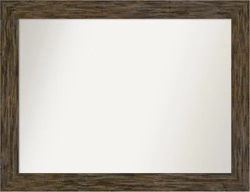 Vista 98 de Amanti Art Espejo personalizado, espejo de baño marrón Fencepost, espejo de pared o espejo de tocador de baño sobre el fregadero (27 x 27 pulgadas)