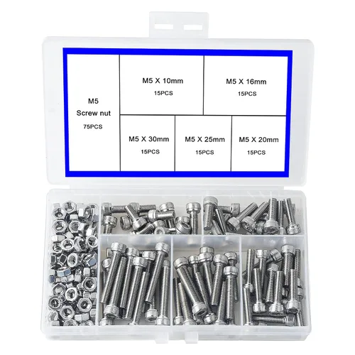 Vista 8 de Juego de pernos y tuercas con exterior hexagonal, mecánicos de acero inoxidable 304, maquinaria industrial, Tornillos hexagonales