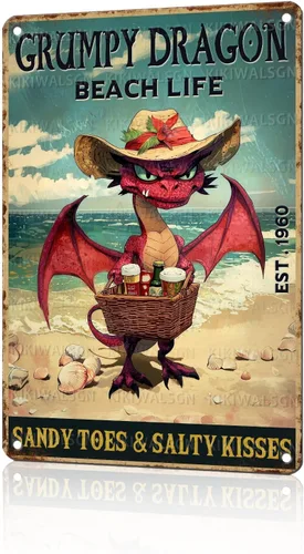 Vista 24 de Letreros metálicos para decoración de pared con diseño de dragón, con texto en inglés "Do Not Meddle in the Affairs of Dragons", divertido póster