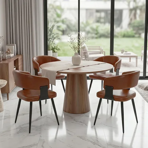 Vista 9 de Juego de 2 sillas de comedor, modernas sillas tapizadas para cocina y comedor con tela tejida transpirable, fáciles de montar y limpiar