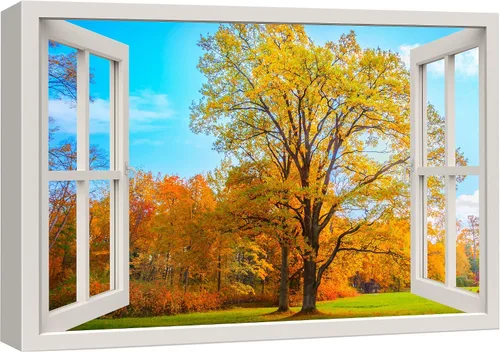 Vista 30 de Cuadro decorativo con diseño de ventana moderna blanca con vista, de la marca Wall26®