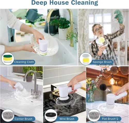 Vista 8 de Limpiador eléctrico giratorio – Limpiador de ducha, limpiador de baño eléctrico, para limpiar bañera, piso, azulejos, ventana, fregadero, limpieza
