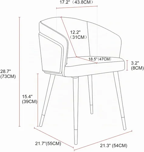 Vista 3 de ARTPLAN Silla de comedor moderna de piel sintética con patas de metal