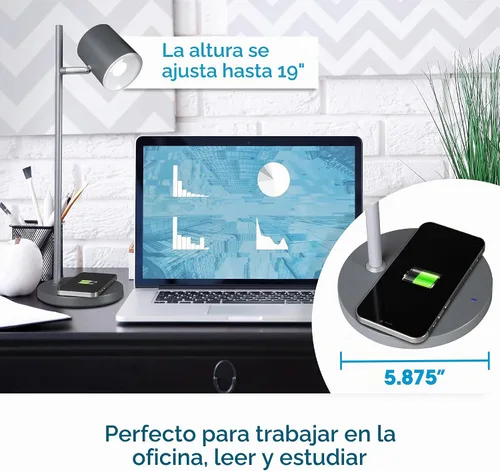 Vista 5 de OttLite Good Housekeeping - Lámpara de escritorio LED moderna, carga