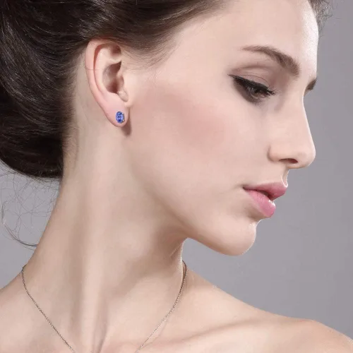 Vista 2 de Gem Stone King 925 Sterling Silver Oval 7X5MM Gemstone Birthstone Stud Earrings for Women