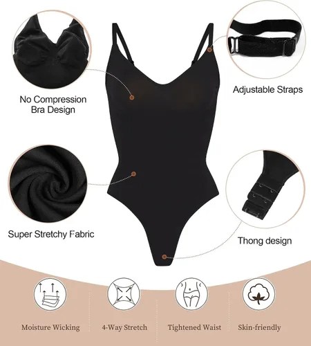 Vista 5 de SHAPERX Body para mujer con control de abdomen, sin costuras, esculpiente, moldeador, camiseta sin mangas