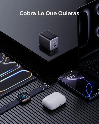Vista 7 de wegear Bloque de cargador USB C de 100 W, adaptador de corriente plegable compacto de 3 puertos Cargador de pared USB para MacBook Pro/Air, Dell