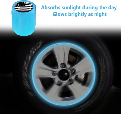Vista 3 de 16 PCS tapones fluorescentes para vástago de válvula de neumático, tapones luminosos para válvula de aire de rueda de automóvil, accesorios
