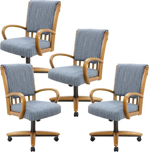 Vista 42 de Chromcraft Juego de 2 sillas, sillas con ruedas suaves para cocina Asiento de espuma viscoelástica con ruedas giratorias, comodidad de inclinación