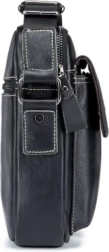 Vista 3 de KPYWZER Bolso de hombro de cuero genuino para hombres pequeños, bolso de mensajero, bolso bandolera bandolera para hombre para negocios