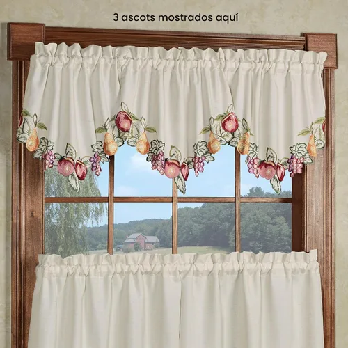 Vista 2 de Touch of Class Cenefa de Ascot para ventana de avena flameada bordada fructífera 24 x 18