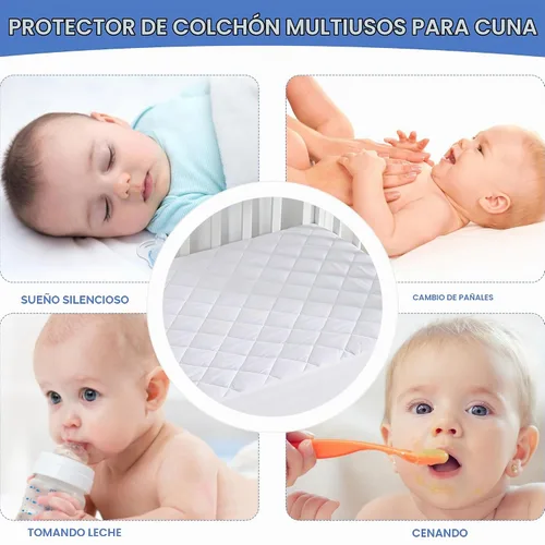 Vista 5 de GRT Paquete de 1 protector de colchón impermeable para cuna, funda acolchada para colchón de bebé, bolsillo profundo ajustable de 4 a 9 pulgadas