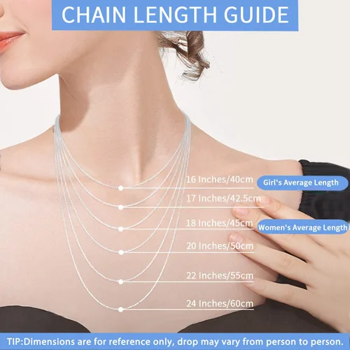 Vista 4 de Jewlpire 18k Gold Over 925 Sterling Silver Chain Necklace for Women Girls, 1.3mm Cable Chain Super Sturdy & Shiny Women's Chain Necklace