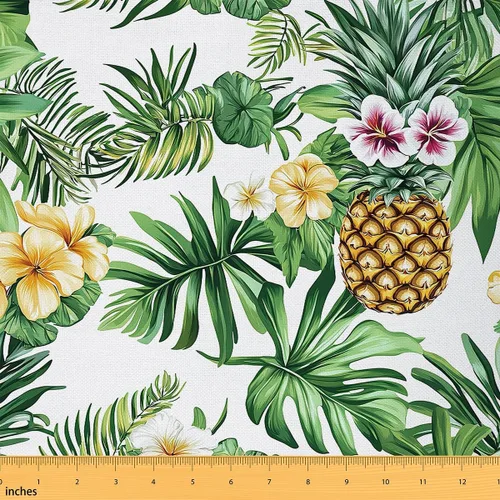 Vista 12 de Feelyou The Yard, tela de flamenco de tela para tapicería de palmeras tropicales para sillas, sofá, acuarela exótica selva botánica, franela suave