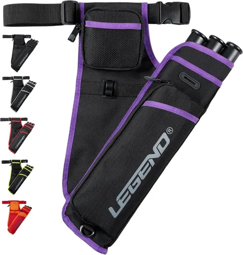 Vista 11 de LEGEND First Archery - Funda para flechas, carcaj de cadera con cinturón ajustable y 3 tubos de flecha, material de nailon duradero con ranura en T