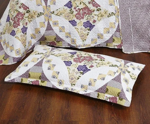 Vista 4 de DaDa Bedding Cottage - Juego de colcha floral rosa malva – Colcha acolchada reversible ligera transpirable con fundas de almohada – Jardín